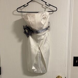 Trixxi Strapless Dress in White and Gray